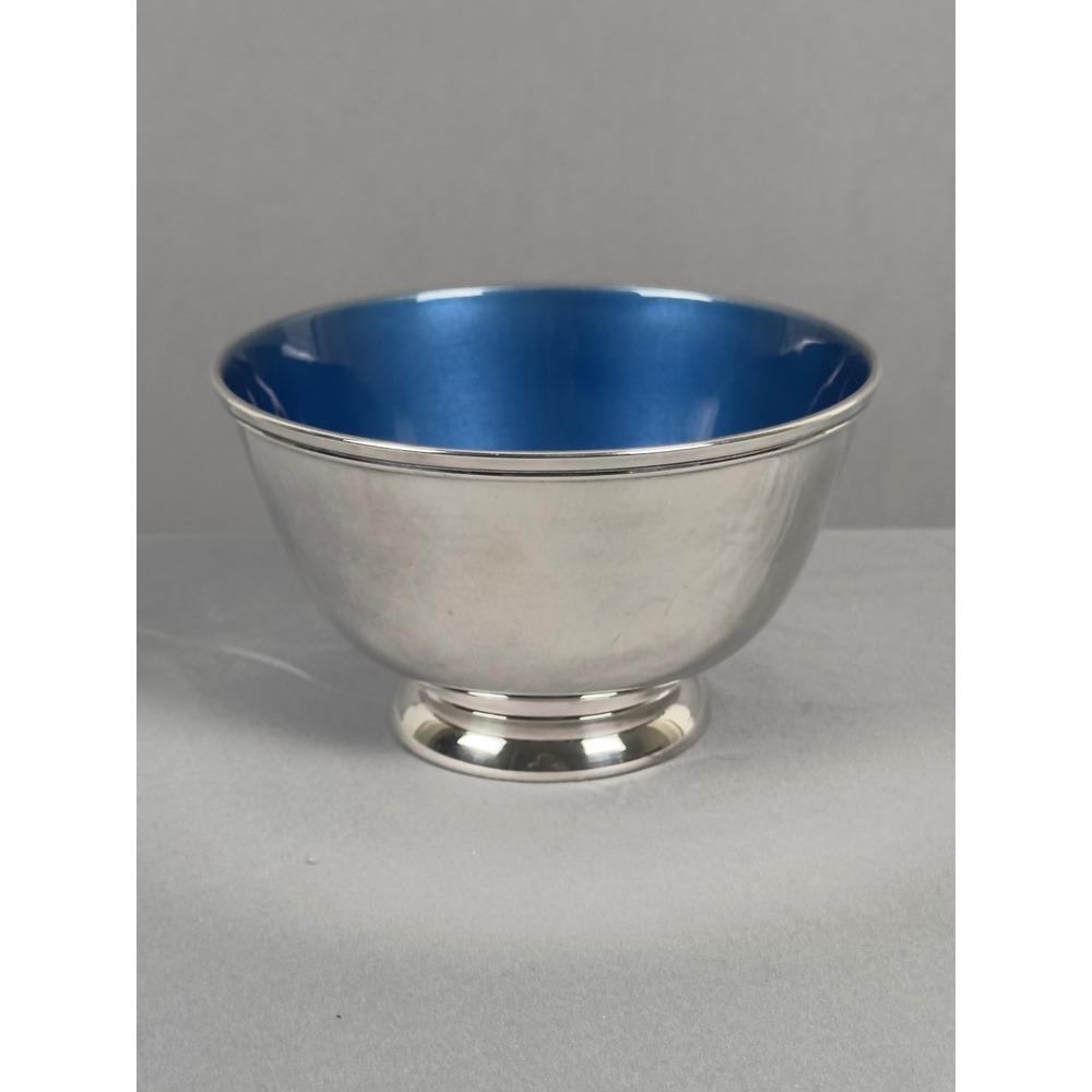 Towle Silversmiths Silver Plated Revere Bowl Cobalt Blue Enamel Interior EP 5002